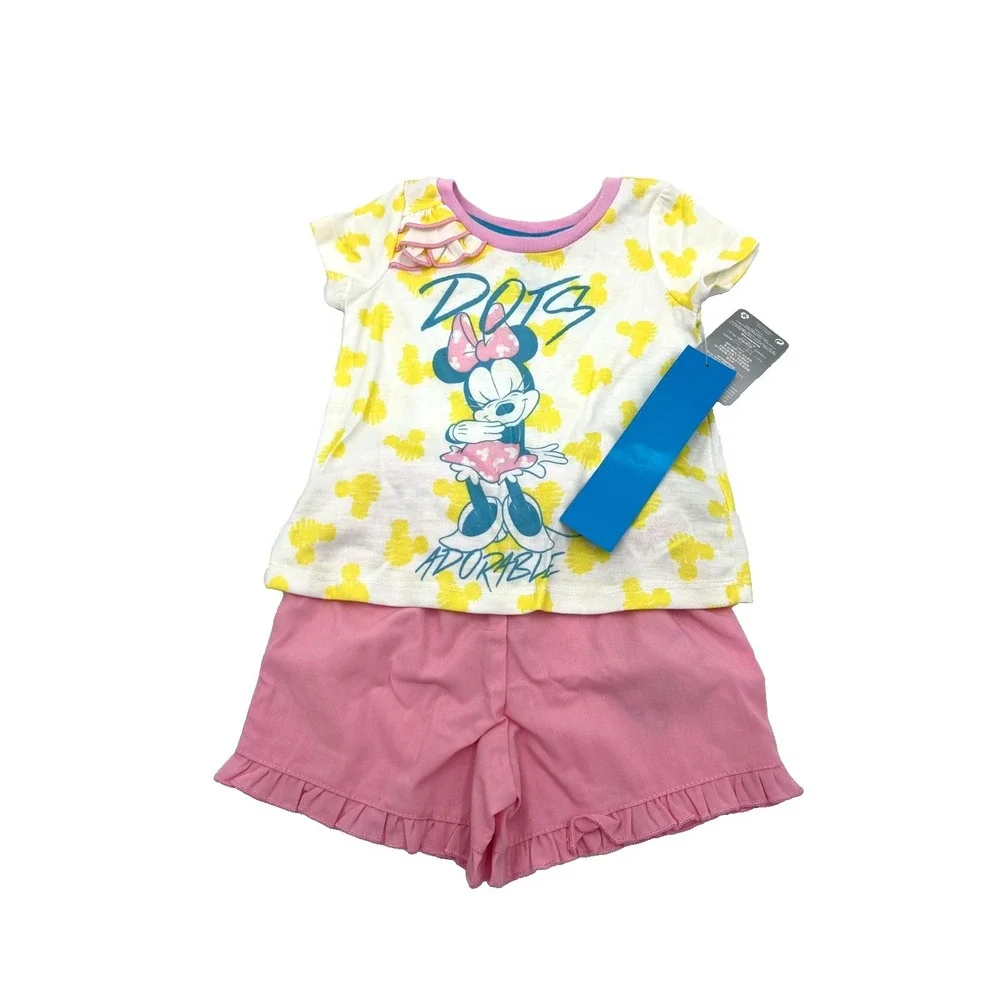 Disney Store Minnie Mouse Girls Shirt Shorts‎ Size 2 New